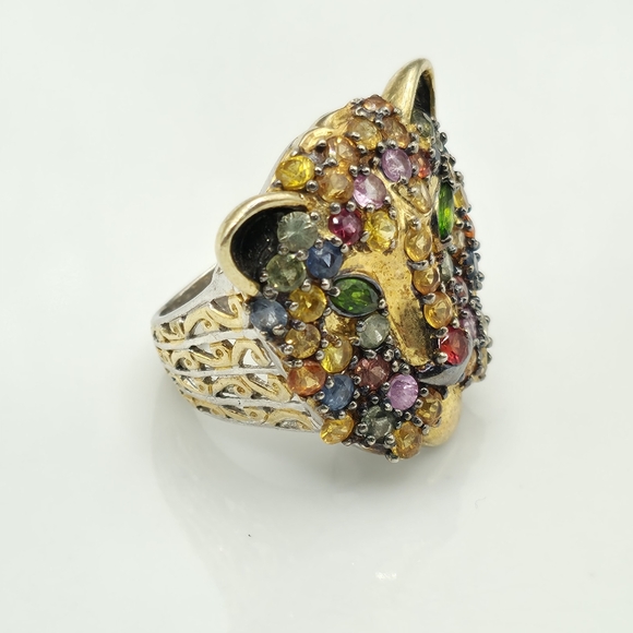HP Spectacular Estate Michael Valitutti Genuine Multi Sapphire Panther Ring - Picture 4 of 9